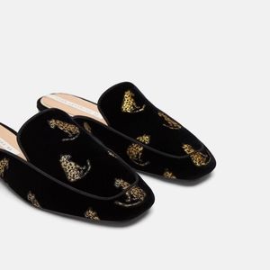 Zara Velvet Tiger Mules